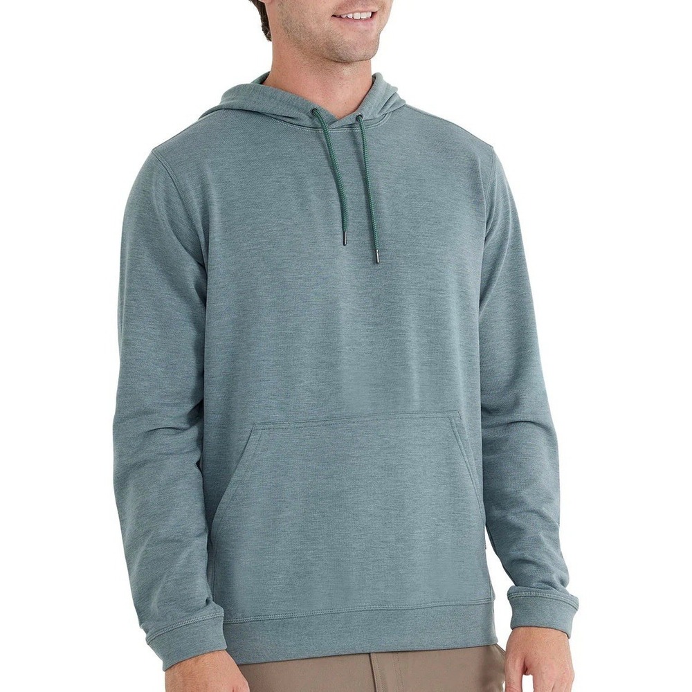 Free Fly Apparel Men's Bamboo Fleece Pullover Hoodie Sz Large Blue Mid Weight